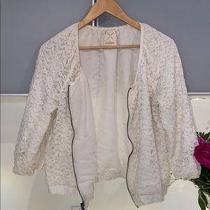 Zip up embroidery bomber jacket